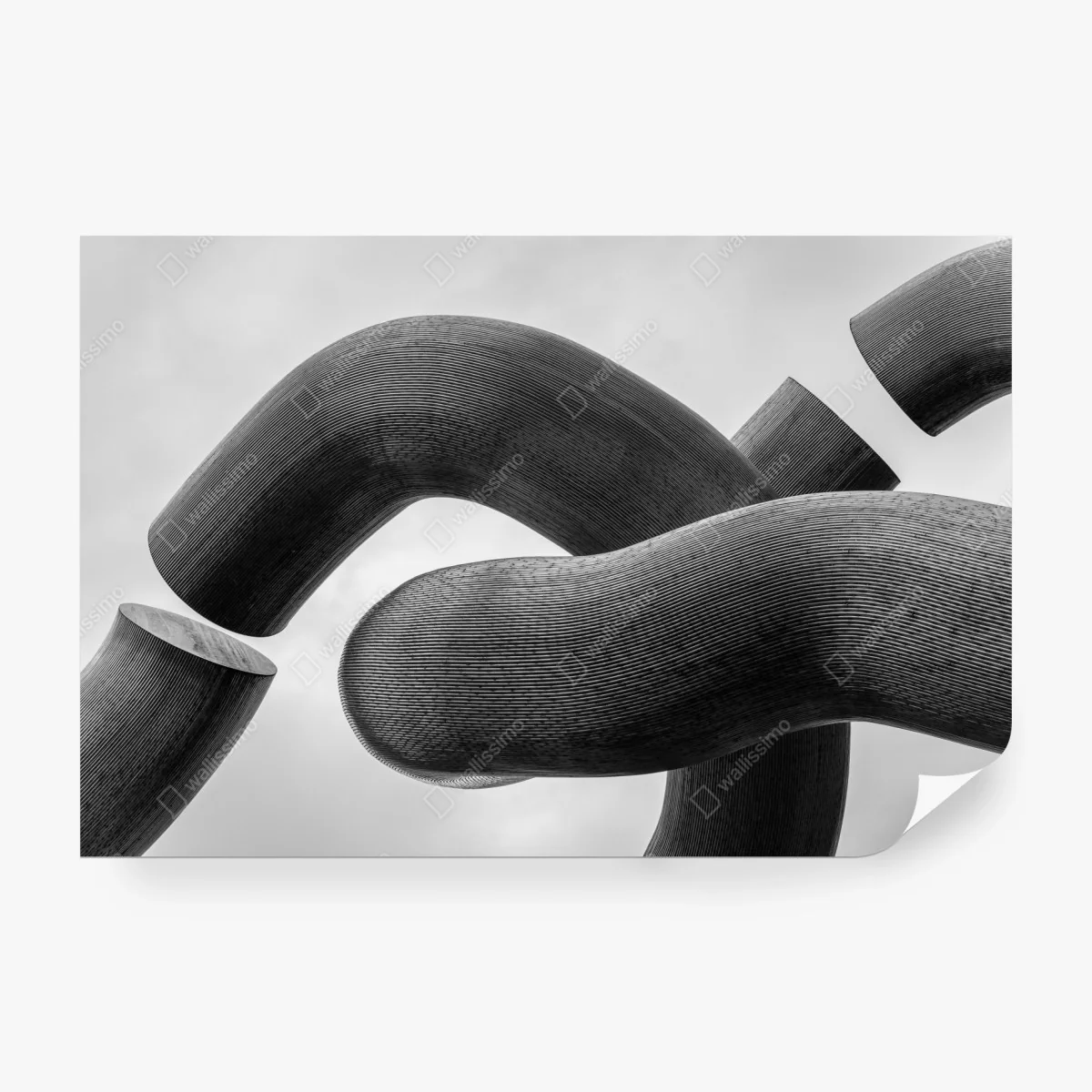 Wall mural curved forms abstract sculpture in grayscale • Wallissimo® Wall mural curved forms abstract sculpture in grayscale • Wallissimo®
