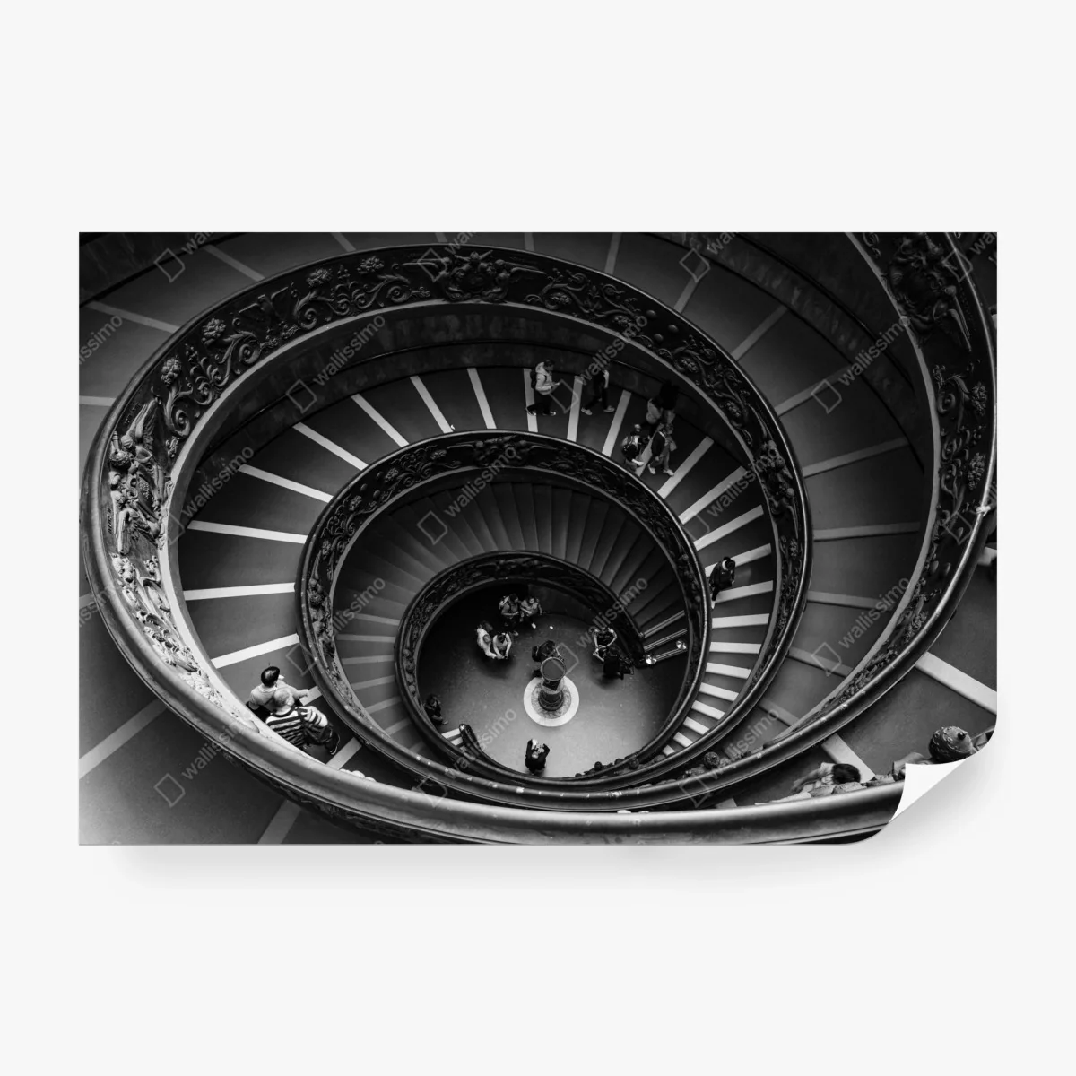 Wall mural dramatic spiral staircase in monochrome ⁕ Wallissimo®