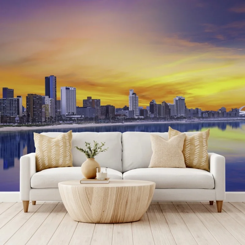 Wall mural Durban twilight skyline over beachfront