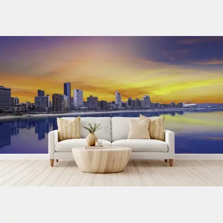 Wall mural Durban twilight skyline over beachfront • Wallissimo®