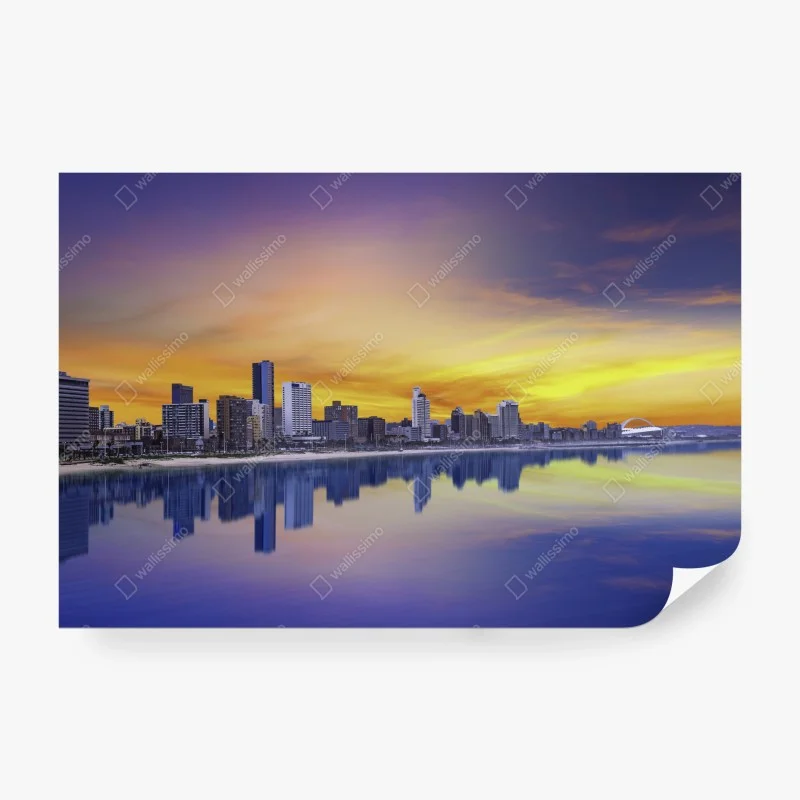 Wall mural Durban twilight skyline over beachfront