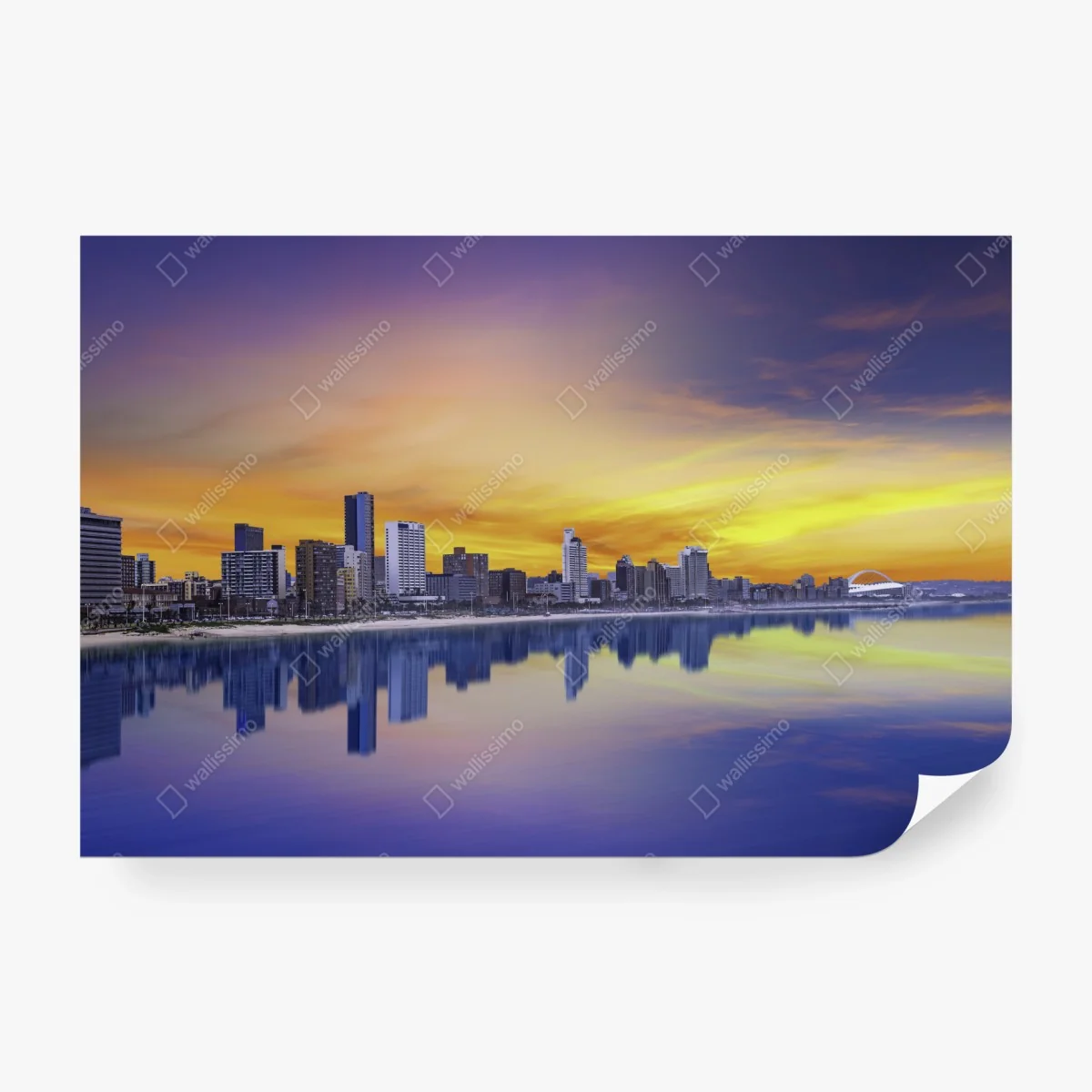 Wall mural Durban twilight skyline over beachfront • Wallissimo® Wall mural Durban twilight skyline over beachfront • Wallissimo®
