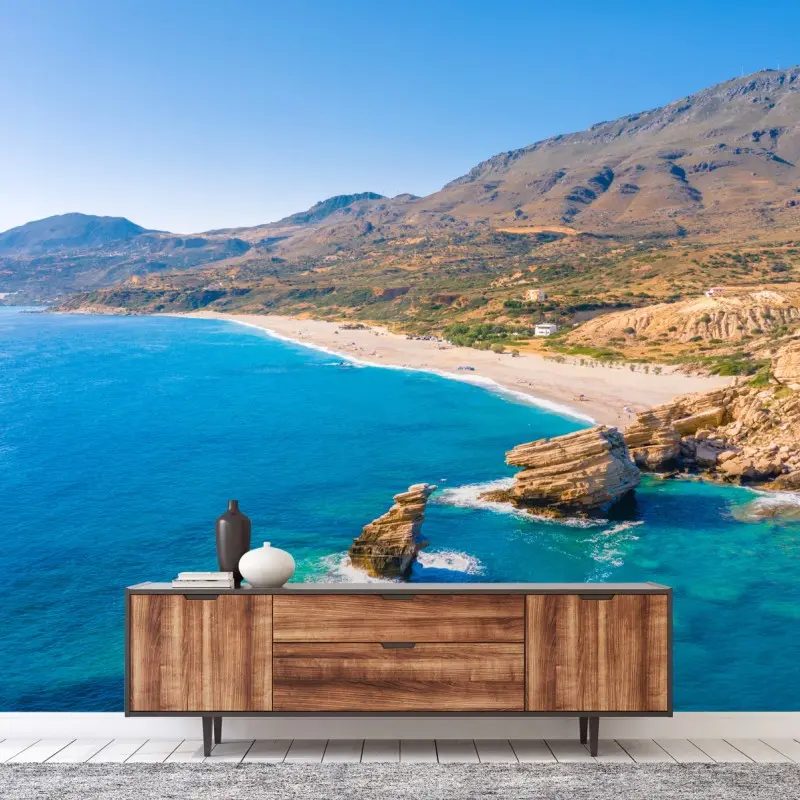Wall mural turquoise coastal beach panorama