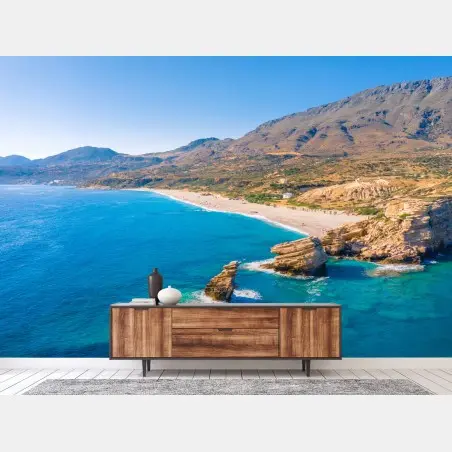 Wall mural turquoise coastal beach panorama • Wallissimo®