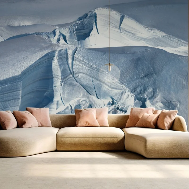 Wall mural pristine glacier crevasse in blue light