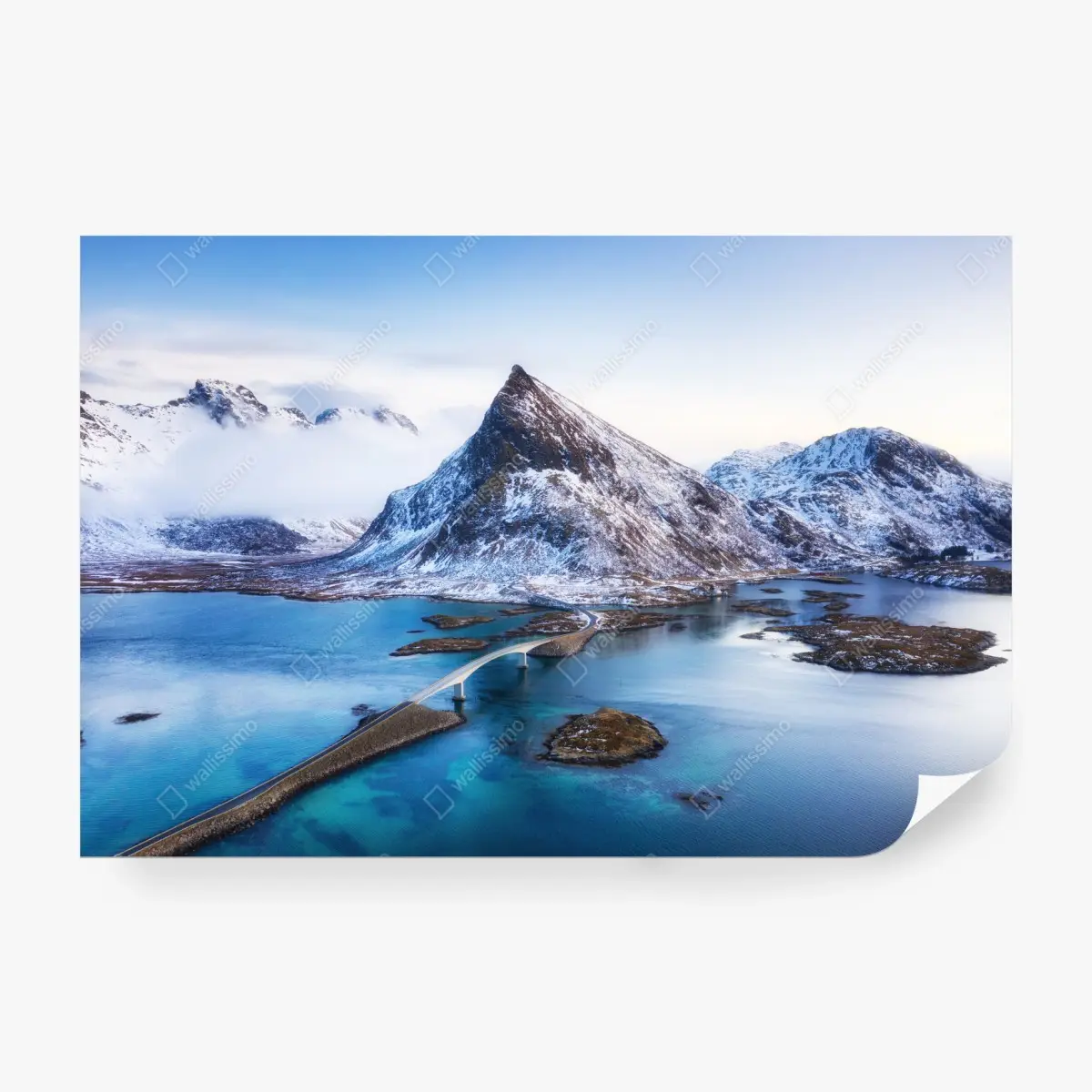 Wall mural Lofoten Islands aerial bridge panorama ⁕ Wallissimo®