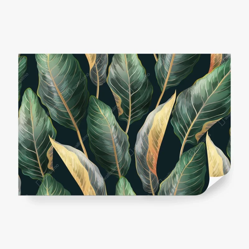 Wall mural vintage tropical leaves pattern