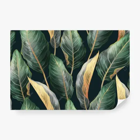 Wall mural vintage tropical leaves pattern • Wallissimo®