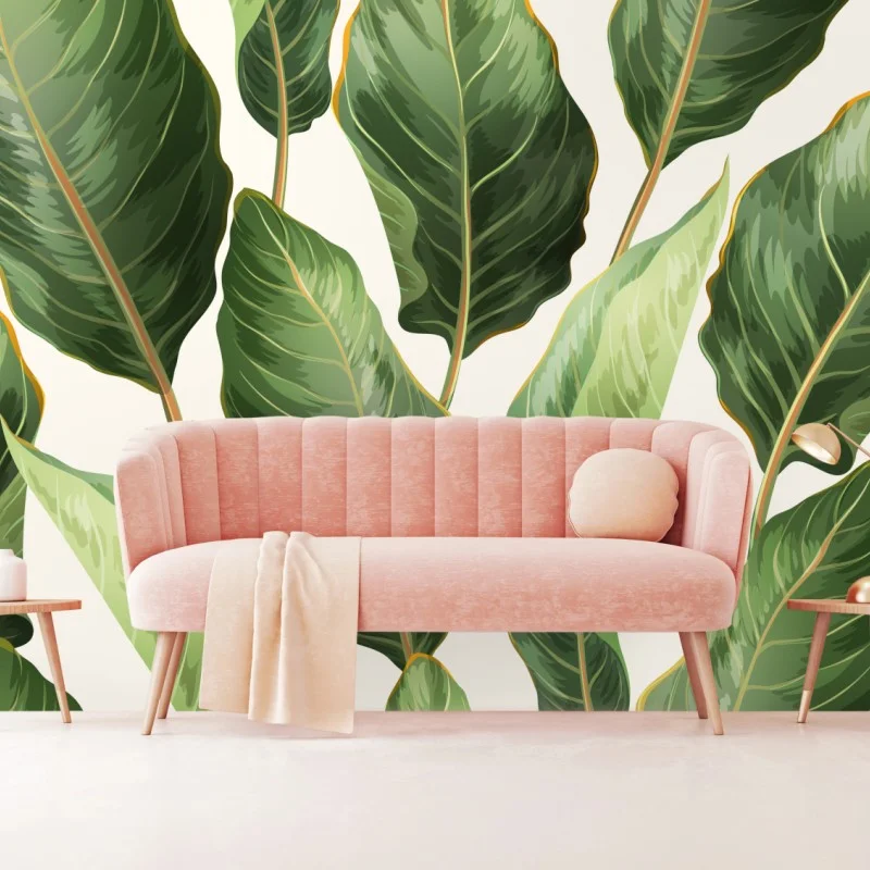 Wall mural tropical banana leaf seamless pattern ⁕ Wallissimo®