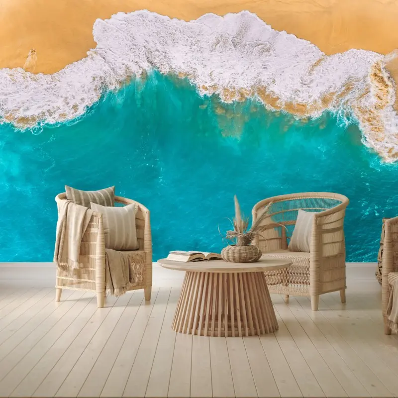 Wall mural turquoise waves at Kelingking Beach