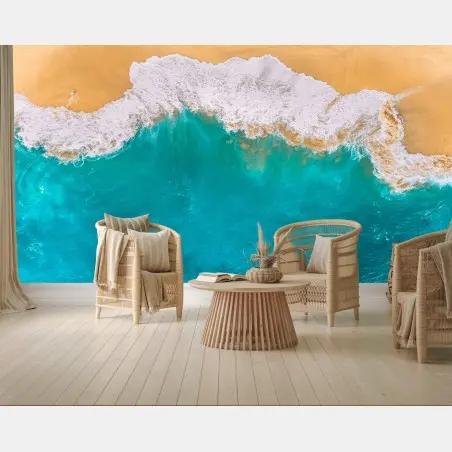 Wall mural turquoise waves at Kelingking Beach • Wallissimo®