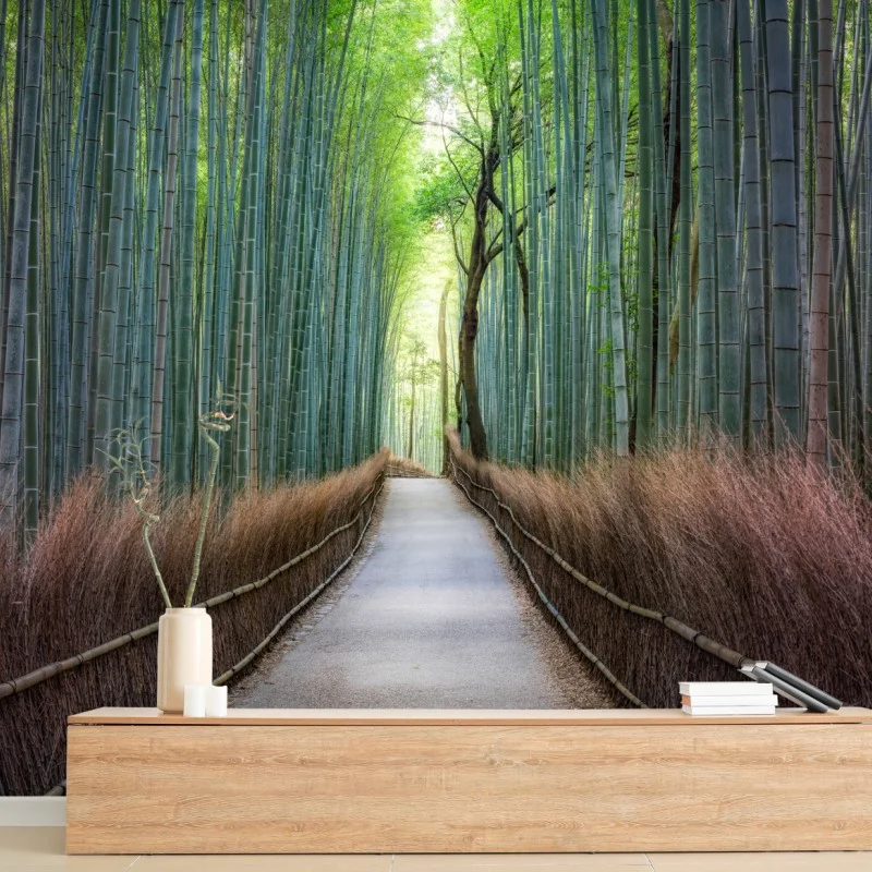 Wall mural serene bamboo forest pathway ⁕ Wallissimo®