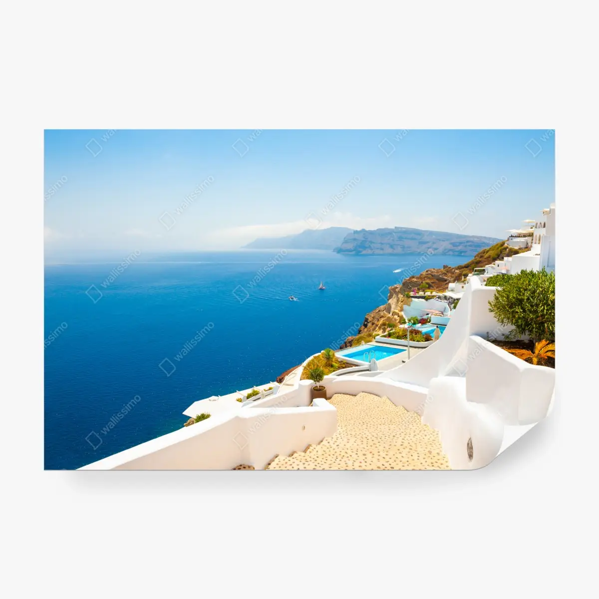 Wall mural Santorini coastal view with white architecture ⁕ Wallissimo®