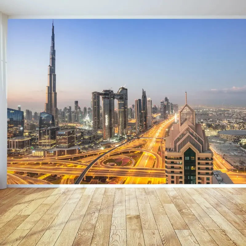 Wall mural Dubai skyline at dusk