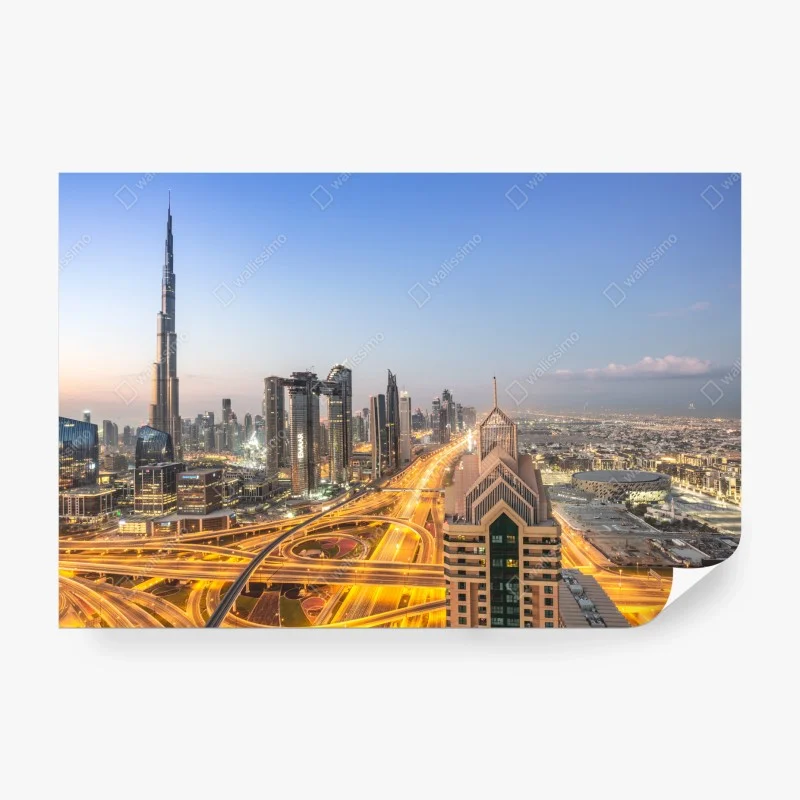 Wall mural Dubai skyline at dusk