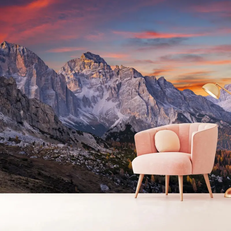 Wall mural majestic autumn mountain sunset