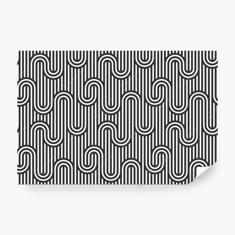 Wall mural black and white geometric optical pattern