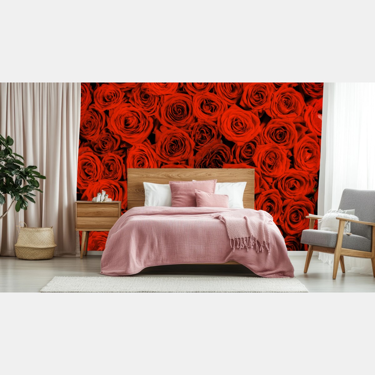 Wall mural lush red rose bouquet • Wallissimo®
