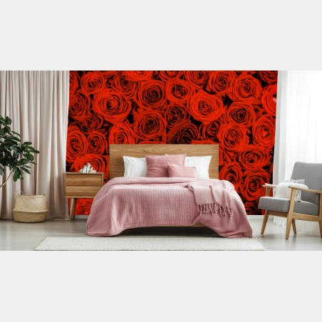 Wall mural lush red rose bouquet • Wallissimo®