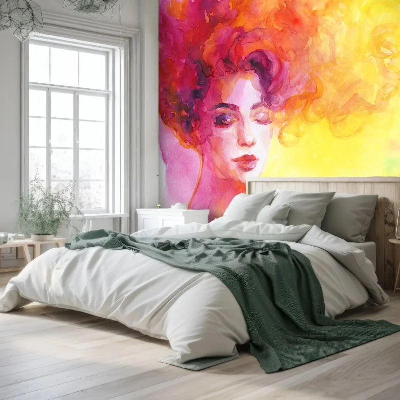 Wall mural radiant watercolor portrait of a woman