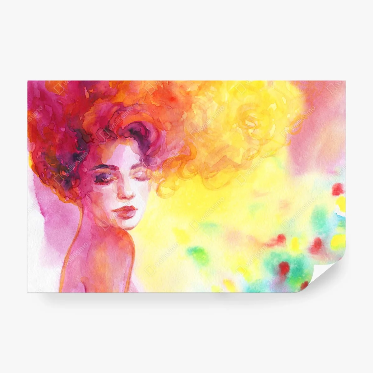 Wall mural radiant watercolor portrait of a woman ⁕ Wallissimo®