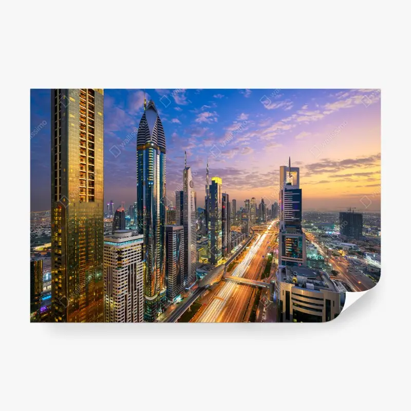Wall mural Dubai skyline at dusk