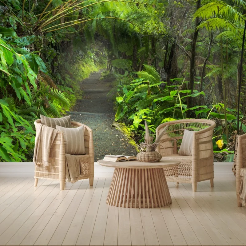 Wall mural lush rainforest trail in Kilauea Iki, Hawaii