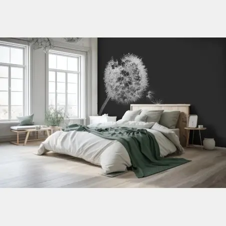 Wall mural delicate dandelion in monochrome • Wallissimo®