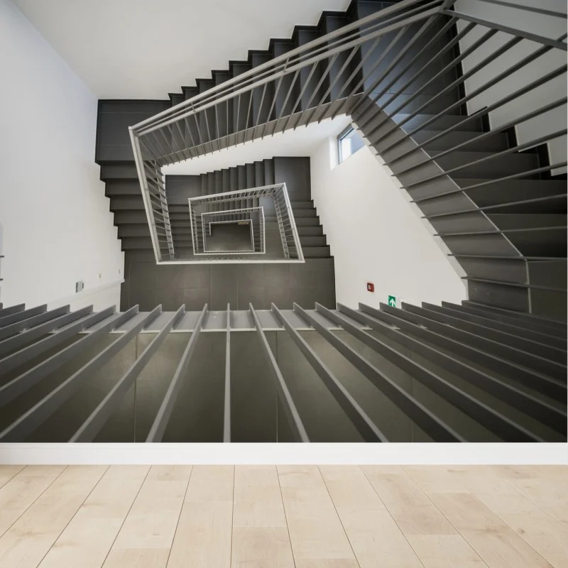 Wall mural geometric stairwell perspective