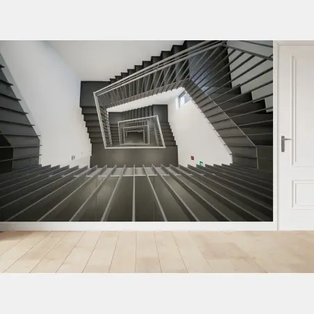 Wall mural geometric stairwell perspective • Wallissimo®