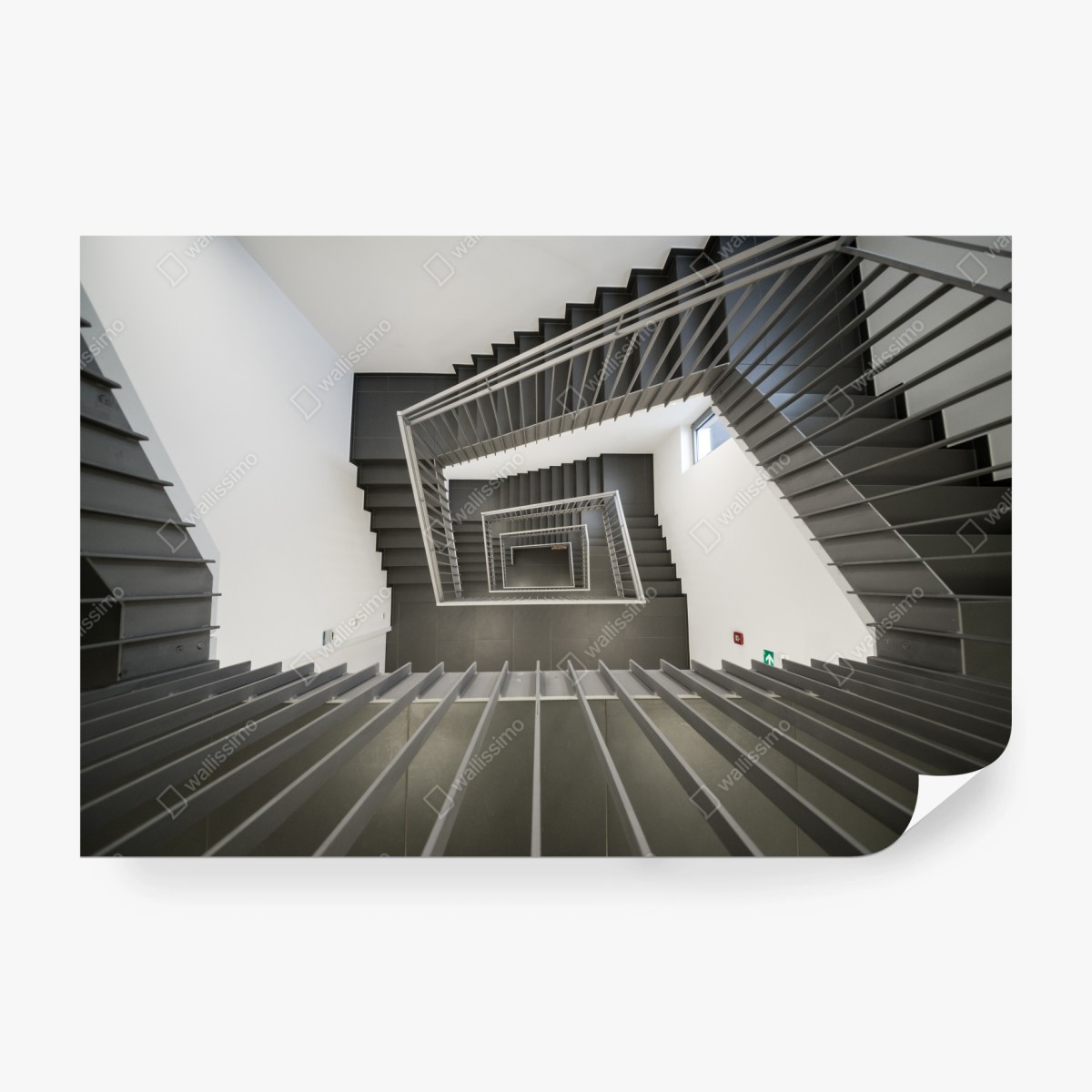 Wall mural geometric stairwell perspective • Wallissimo®