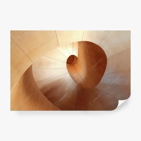 Wall mural warm wooden spiral staircase • Wallissimo®
