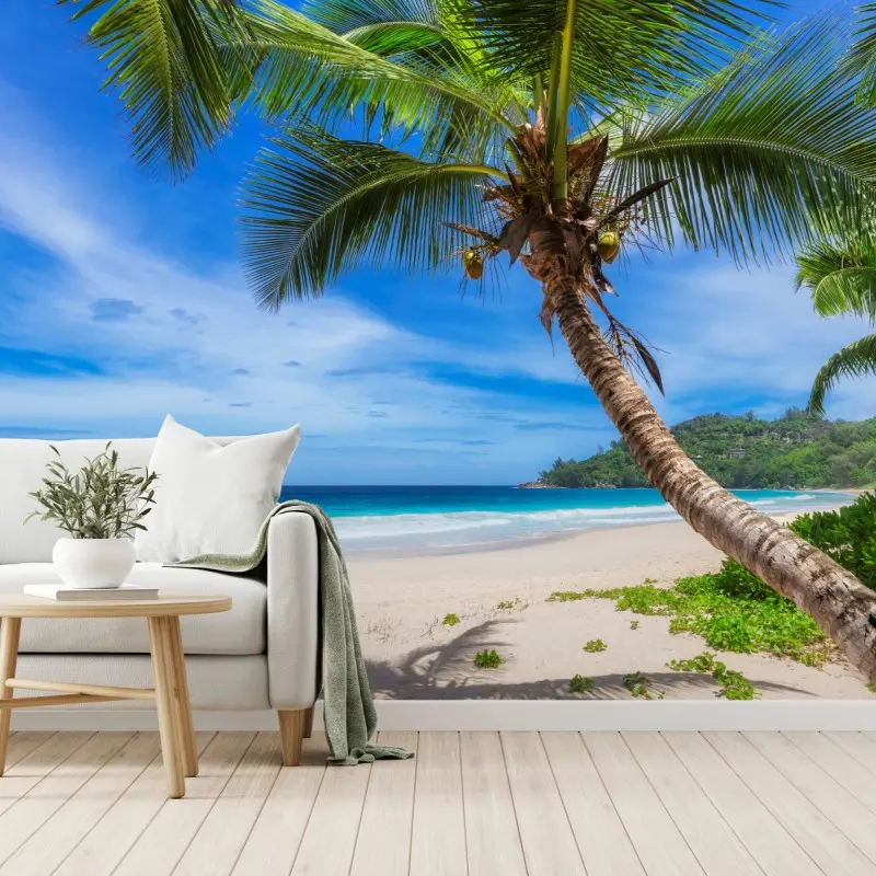 Wall mural tropical palm beach seascape