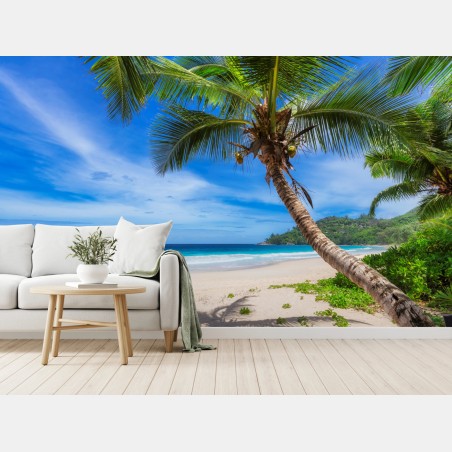 Wall mural tropical palm beach seascape • Wallissimo®