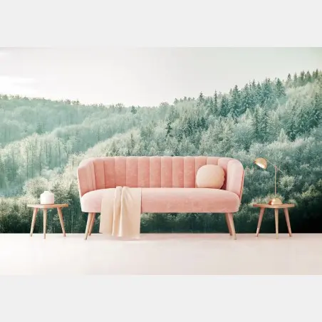 Wall mural misty frosted forest landscape • Wallissimo®