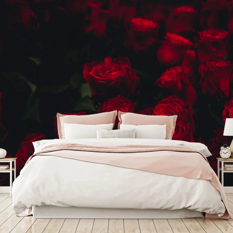 Wall mural moody red rose bouquet