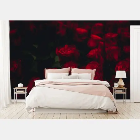 Wall mural moody red rose bouquet • Wallissimo®