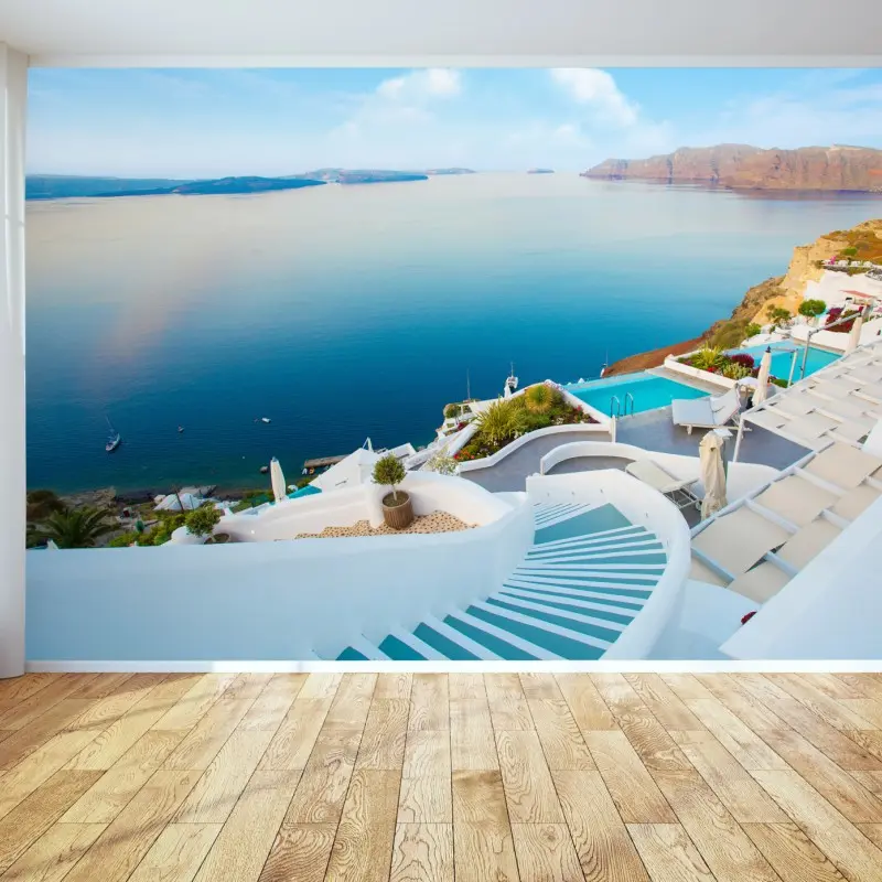 Wall mural Santorini sea view terrace