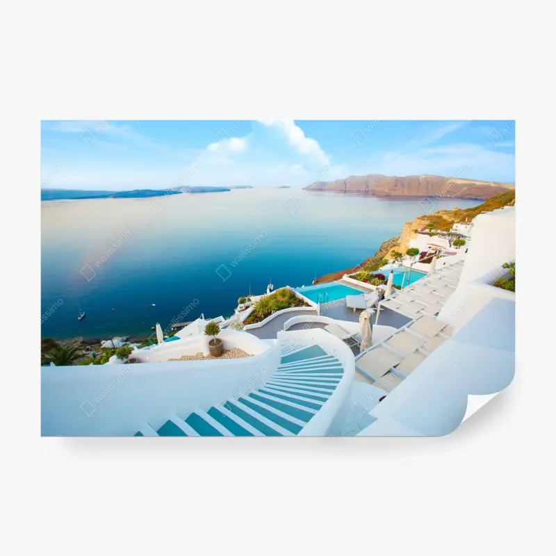 Wall mural Santorini sea view terrace