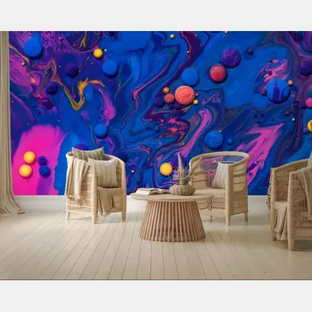 Wall mural vibrant cosmic paint swirls • Wallissimo®