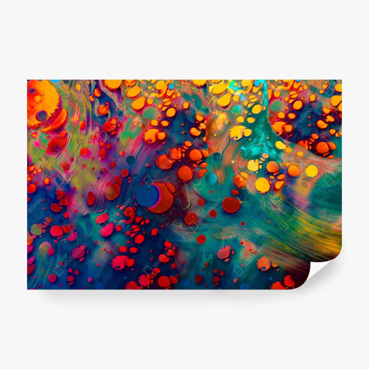 Wall mural vibrant turquoise and orange marble art • Wallissimo®