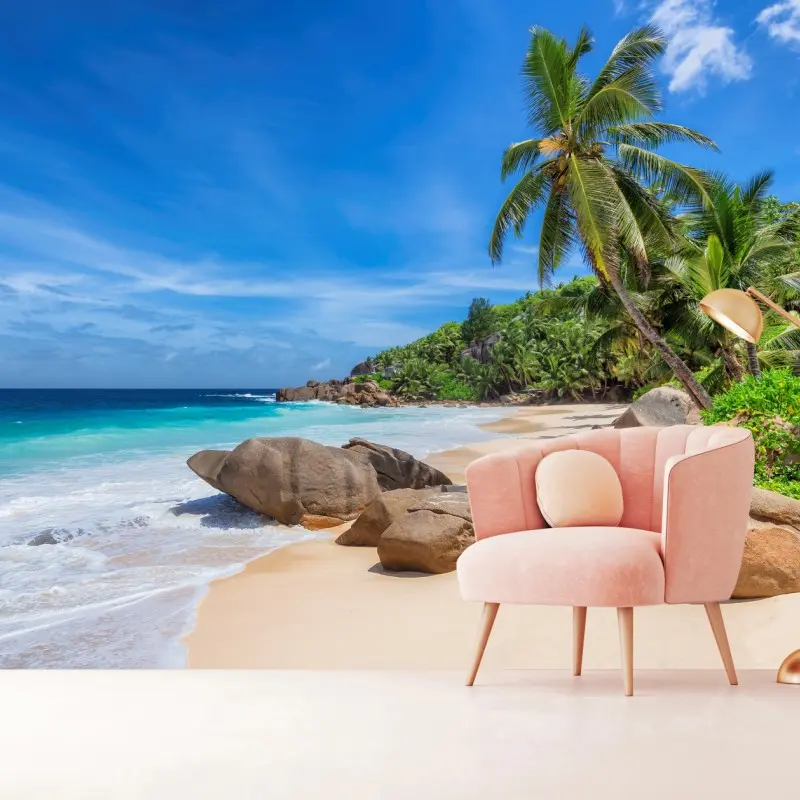 Wall mural tropical palm beach seascape