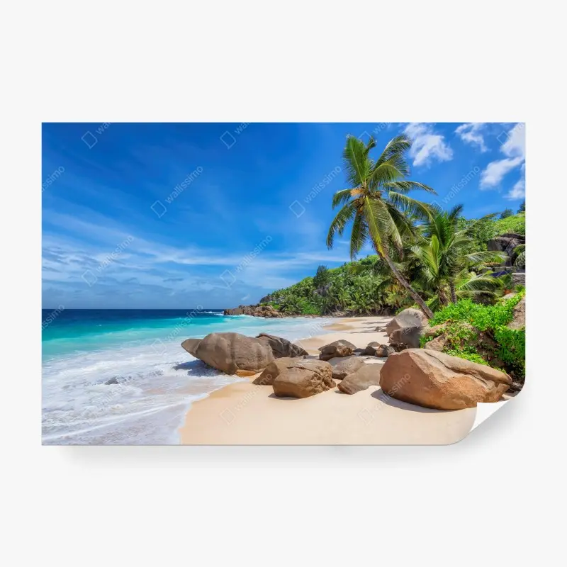 Wall mural tropical watercolor floral pattern on dark background • Wallissimo®