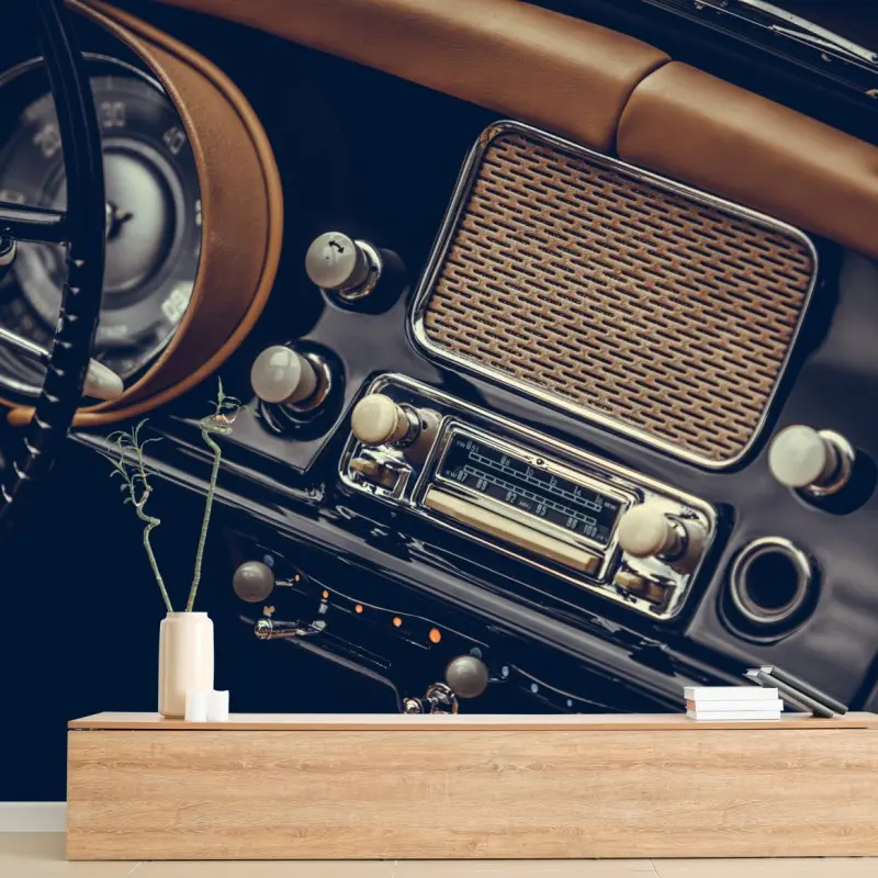 Wall mural vintage car dashboard close-up