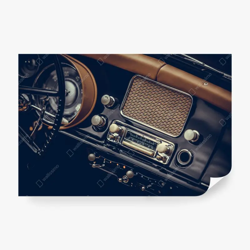 Wall mural vintage car dashboard close-up