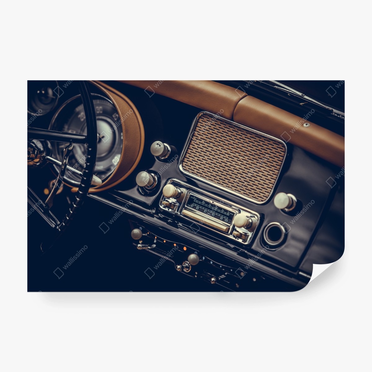 Wall mural vintage car dashboard close-up • Wallissimo®