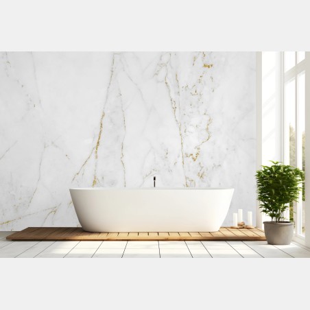 Wall mural white marble with gold veins • Wallissimo®