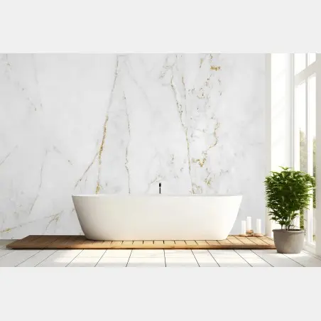 Wall mural white marble with gold veins • Wallissimo®