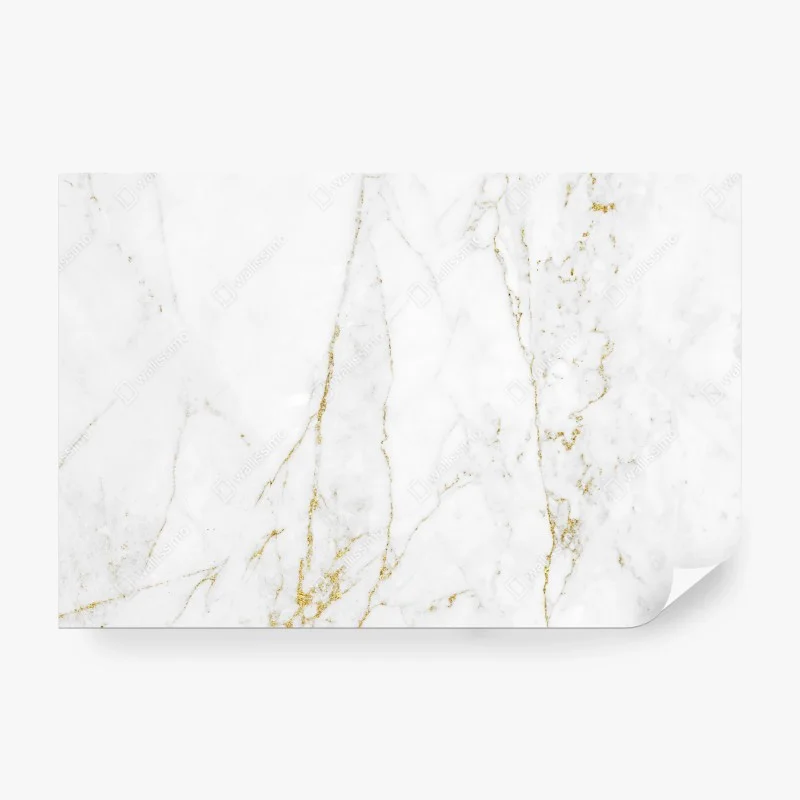 Wall mural white marble with gold veins
