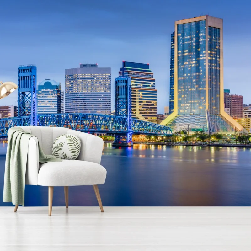 Wall mural Jacksonville skyline at dusk